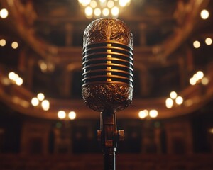 Vintage microphone stage performance