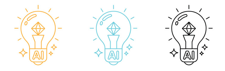 Colorful lightbulbs idea concept inspiration creativity vector bundle collection set pack template elements icons clipart illustration editable flat minimal modern banner poster. © Nabila