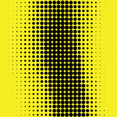Polka dot pop art halftone pattern.Yellow black vector illustration