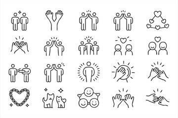 Fototapeta premium Human Connection Icons for Wellness Apps, Community UI, Social Interfaces