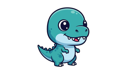 Obraz premium Adorable Cartoon Dinosaur Character with Big Eyes and a Friendly Smile.
