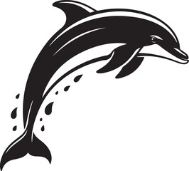 Obraz premium “Dolphin Silhouette – Leaping Dolphin Vector Black on White”