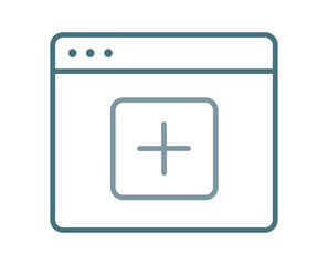 a simple black and white line drawing of a window with a plus sign inside a square.