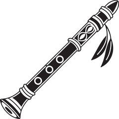 Naklejka premium Premium black silhouette vector of Lord Krishna flute in ISKCON minimalist devotional style for modern commercial stock design
