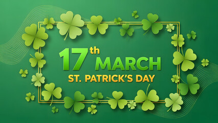 St Patricks Day celebration with shamrocks and text transparent background