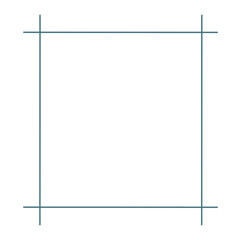 Minimalist square frame with extended lines isolated on white background for design and decor.