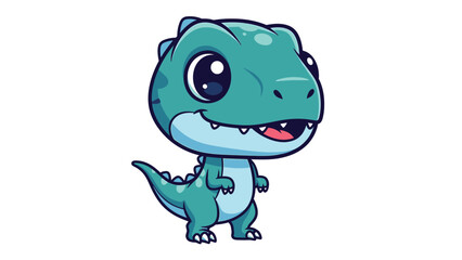 Obraz premium Adorable Cartoon Dinosaur Character with Big Eyes and Small Teeth.