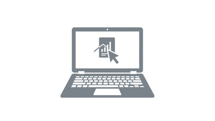 Laptop displaying financial chart with cursor pointing at it.