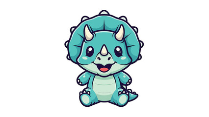 Obraz premium Adorable Cartoon Triceratops - A Cute and Playful Dinosaur Illustration.
