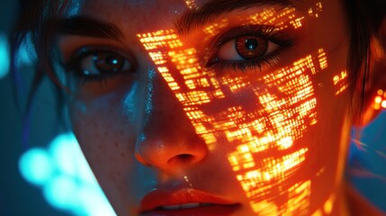 Woman with light reflections portrait