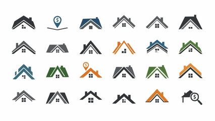 Collection of House Roof Logos for Real Estate Branding.