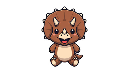 Obraz premium Adorable Cartoon Triceratops - A Delightful Dinosaur Illustration.