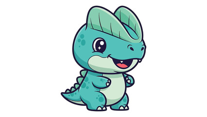Obraz premium Adorable Cartoon Dinosaur Character with Big Eyes and Spikes.