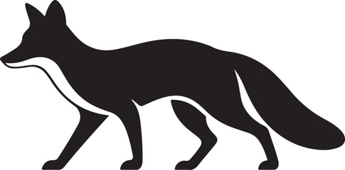 Fototapeta premium Fox Silhouette – Fox Vector Silhouette Black on White”