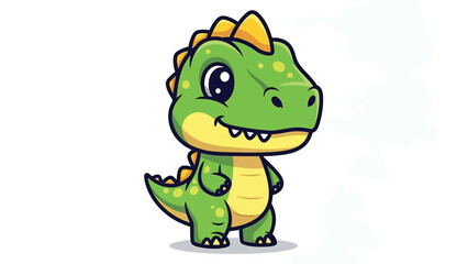 Fototapeta premium Adorable Cartoon Dinosaur Character with Big Eyes and Spikes.