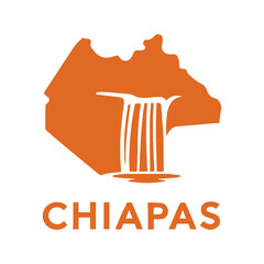 Chiapas Mexico Waterfall Silhouette Icon