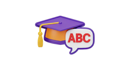 Graduation Cap with ABC Speech Bubble
