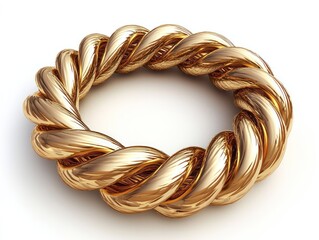 Naklejka premium Intricate golden twisted ring, object isolated on white background, highly reflective