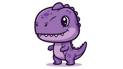 Fototapeta premium Adorable Purple Cartoon Dinosaur Character with Friendly Expression.