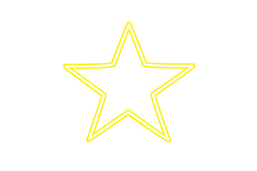 Obraz premium Yellow neon star shape, bright glowing outline for modern interface, decoration, nightlife, and graphic design elements