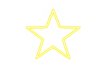 Yellow neon star shape, bright glowing outline for modern interface, decoration, nightlife, and graphic design elements