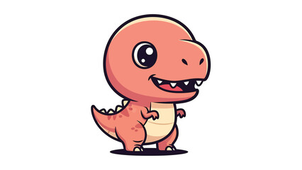 Adorable Cartoon Tyrannosaurus Rex Character Illustration on White Background.
