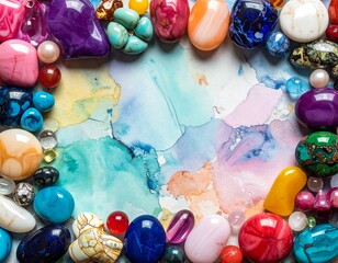 色鮮やかな天然石のフレーム背景