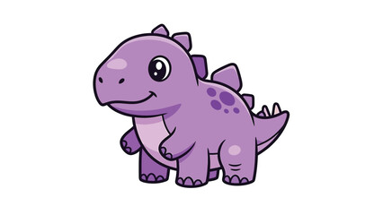Obraz premium Adorable Purple Cartoon Dinosaur with Big Eyes and Plates.