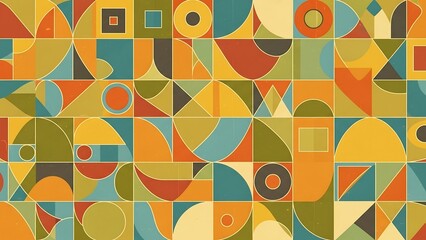 Vibrant geometric shapes mosaic pattern background.