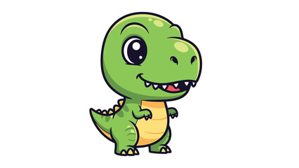 Fototapeta premium Adorable Cartoon Tyrannosaurus Rex Character Illustration on White Background.