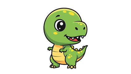 Fototapeta premium Adorable Cartoon Dinosaur Character Illustration on White Background.