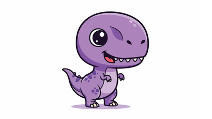 Obraz premium Adorable Purple Cartoon Dinosaur with Big Eyes and Small Arms.