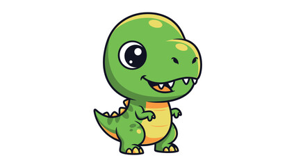 Fototapeta premium Adorable Cartoon Tyrannosaurus Rex Character Illustration on White Background.