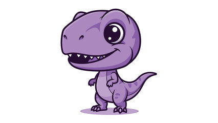 Obraz premium Adorable Cartoon Tyrannosaurus Rex Character Illustration on White Background.