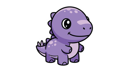 Adorable Purple Cartoon Dinosaur with Big Eyes and Small Spikes.