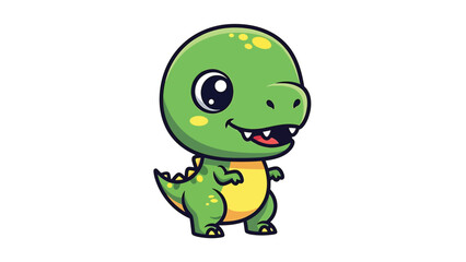 Fototapeta premium Adorable Cartoon Dinosaur Character Illustration on White Background.