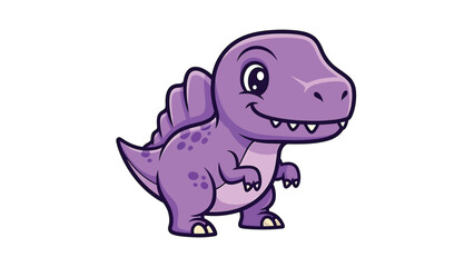 Adorable Purple Cartoon Dinosaur with Spikes and a Friendly Smile.