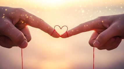 Valentine's day symbol two hands forming heart shape with fingers on romantic background