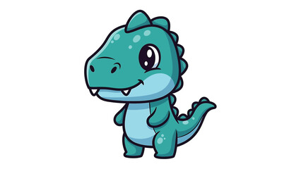Obraz premium Adorable Cartoon Dinosaur Illustration with Cute Features and Glossy Texture.