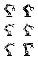 Black robotic arms with grippers white mechanical industrial