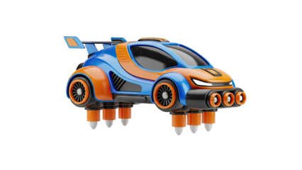 Futuristic Hover Car with Blue and Orange Accents
