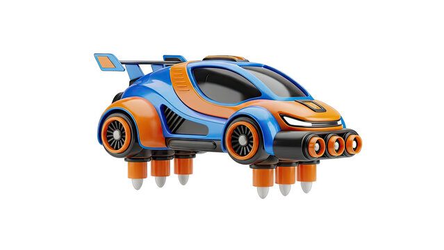 Futuristic Hover Car with Blue and Orange Accents