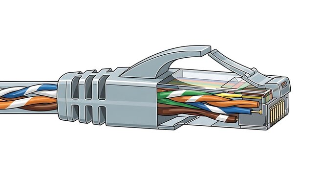 Ethernet Cable Connector with Colored Wires.