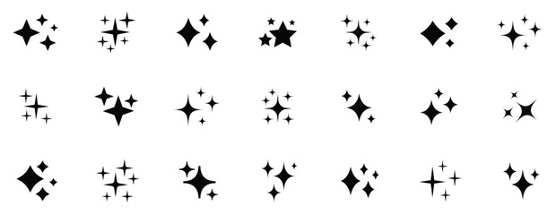 Sparkle star icons. Shine icons. Stars sparkles vector. Bright sparkle, star sparkle, shiny flash star. Star shine sparkle icon set © Mdnuhun