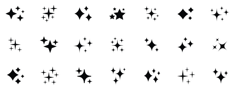 Sparkle star icons. Shine icons. Stars sparkles vector. Bright sparkle, star sparkle, shiny flash star. Star shine sparkle icon set