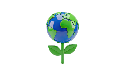 Earth as a blooming flower on a white background