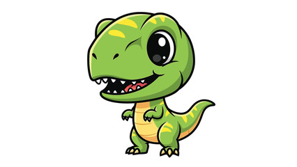 Adorable Cartoon Tyrannosaurus Rex Character with Big Eyes.