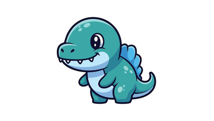 Fototapeta premium Adorable Cartoon Spinosaurus Dinosaur with Big Eyes and Small Teeth.