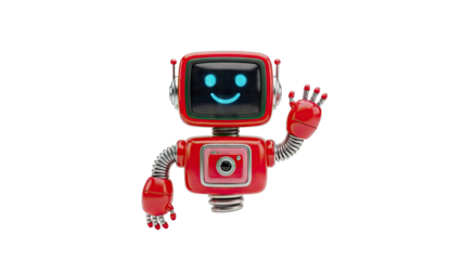 Friendly Red Robot with Smiley Face