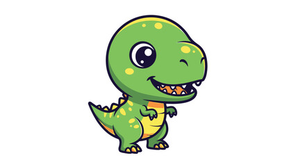 Fototapeta premium Adorable Cartoon Tyrannosaurus Rex Character with Big Eyes and a Cheerful Smile.